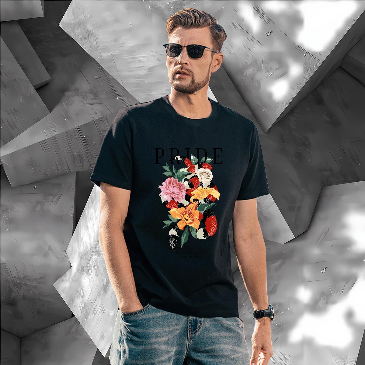 Designer Man T Shirts snake Breathable Crew Neck Daily Wear DIY Logo Oversized 230g Pure Cotton Men Clothes T-Shirt New Arrival Tees Shirts
