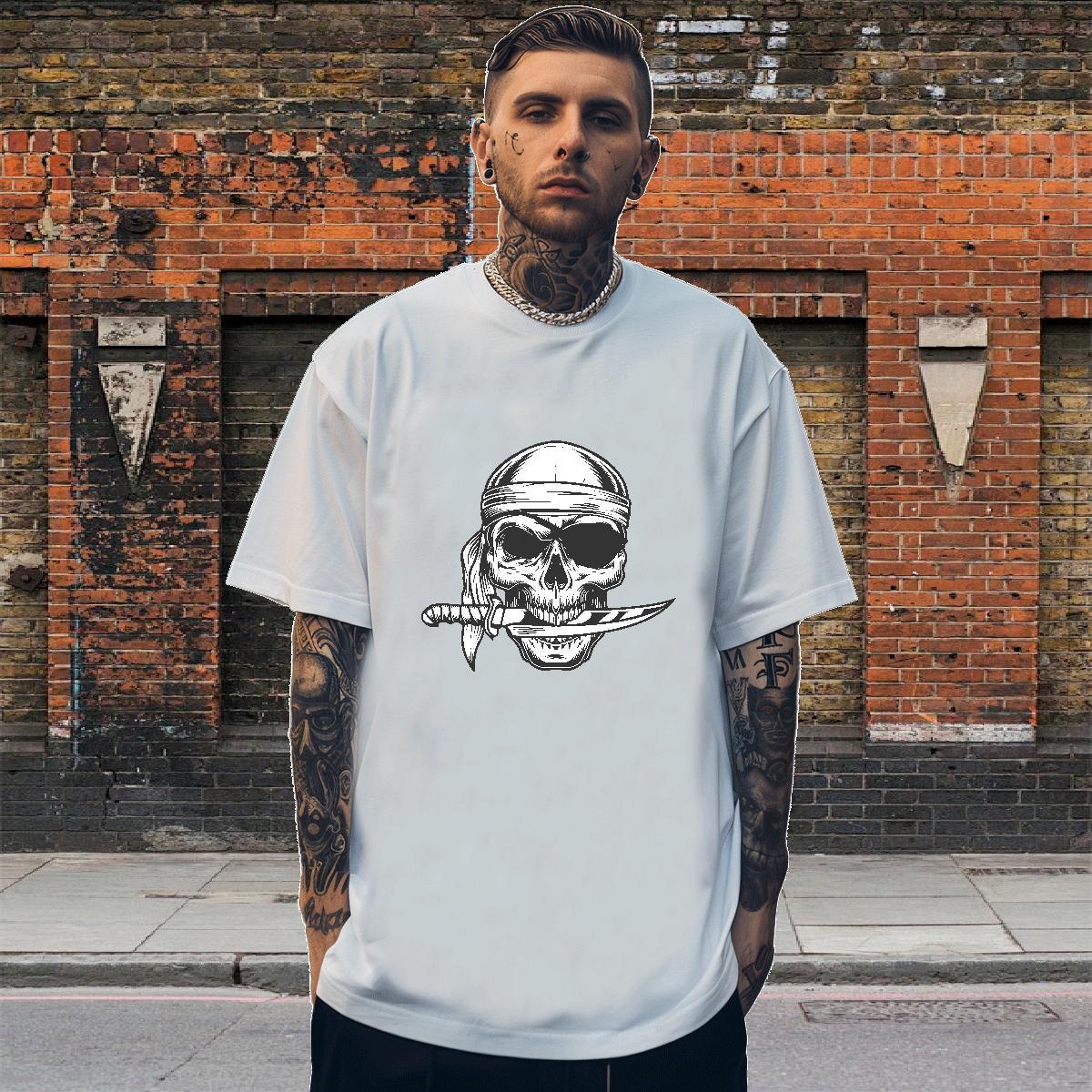 Classic Casual Men T Shirts skull Tops Shirt 230g Cotton Home Outdoor Designer Anime Short Sleeve O-Neck Men Clothes T-Shirt
