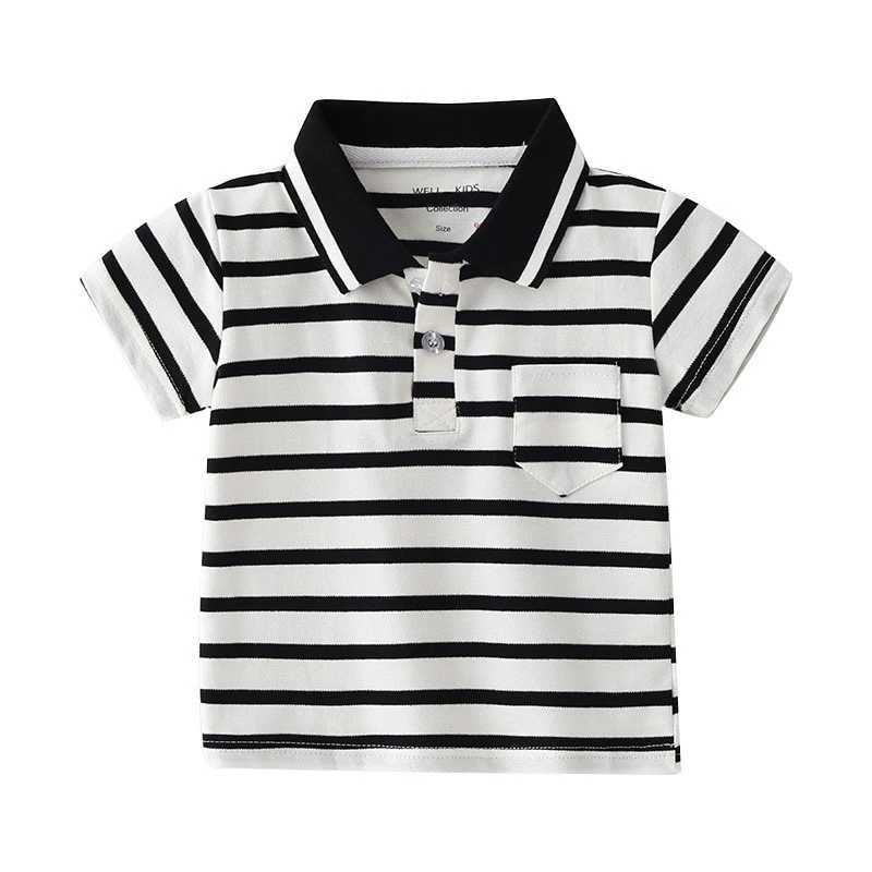 New Summer Baby Boys Polo Shirts Children Clothes Short Sleeve Kids Shirt Kids Toddler Girl Boy Striped Polo Shirt Tops TeeXJ241225