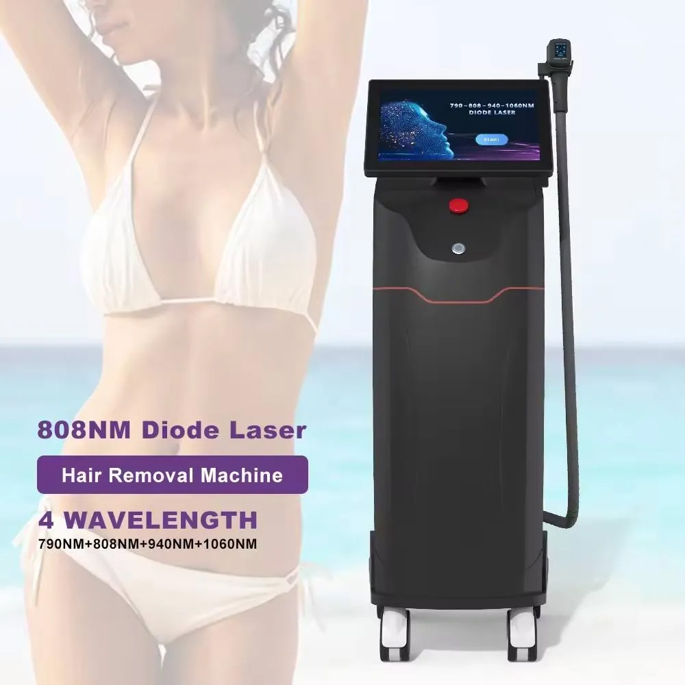 Medical Diode Laser Hair Removal Machine 1800W 790/808/940/1060nm Laser Hair Remove Diode Beauty Salon 4 Wavelengths Ice Titanium