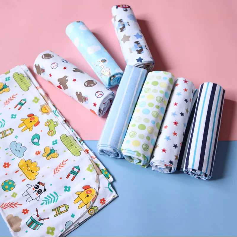 4 pieces/pack of 100% pure cotton flannel diapers Supersoft receiving baby blankets newborn packaging printing baby bedding 76x76cm blankets SwaddleW2