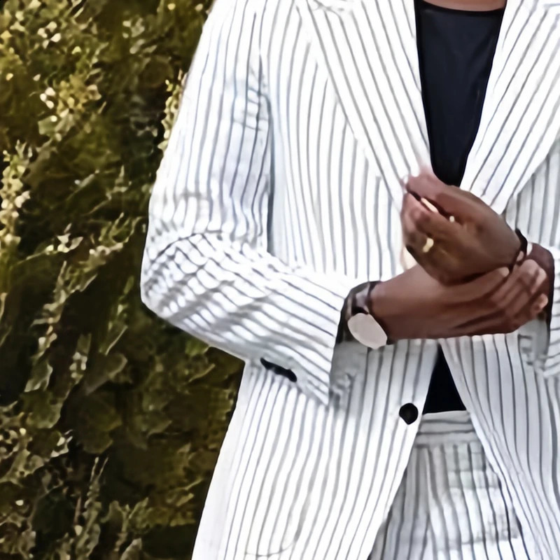 2PCS Spring Autumn Men Stripe Suit with Pant Business Leisure Groomsman Banquet Suit Fashion Trendy England Style mens Clothing 240812