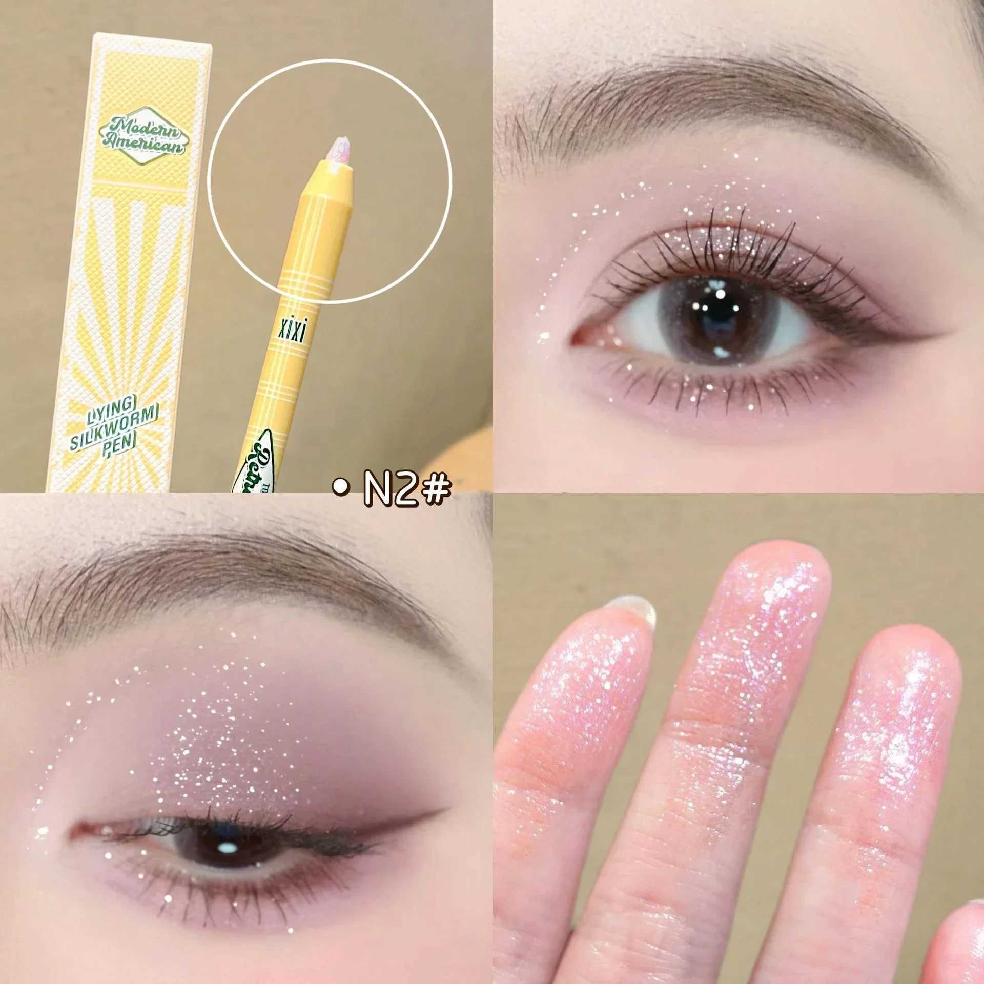 Glitter Lying Silkworm Pen Purple Nude Eyeshadow Eyeliner Gel Pen Shimmer Matte Brightening Highlighter Makeup with SharpenerCL240812