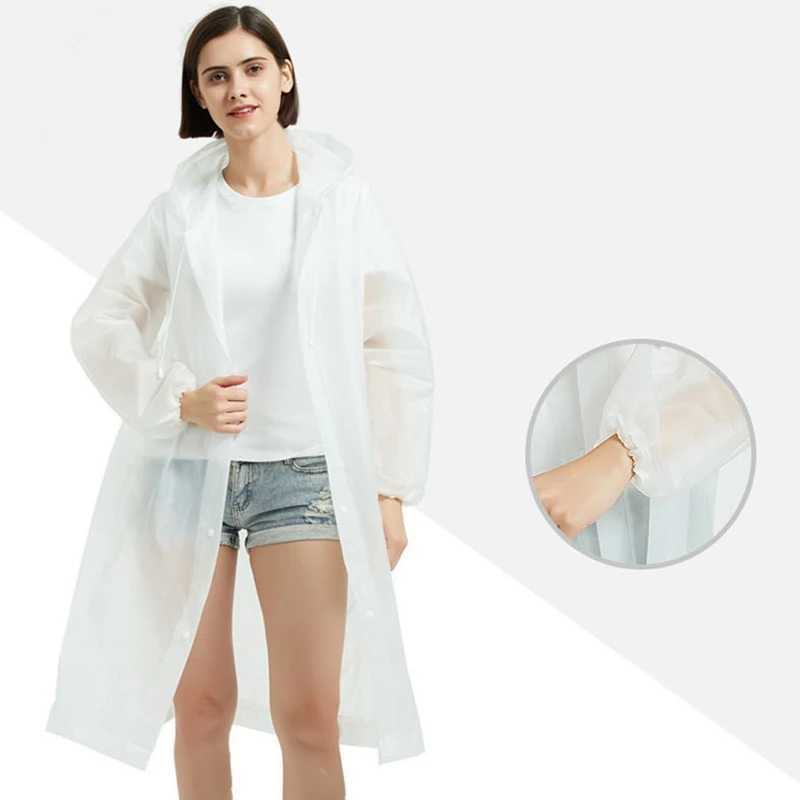 EVA Women Raincoat Rain Poncho Waterproof Rain Coat Women Clear Transparent Camping Waterproof Rainwear Breathable Rain Jacket Y240810