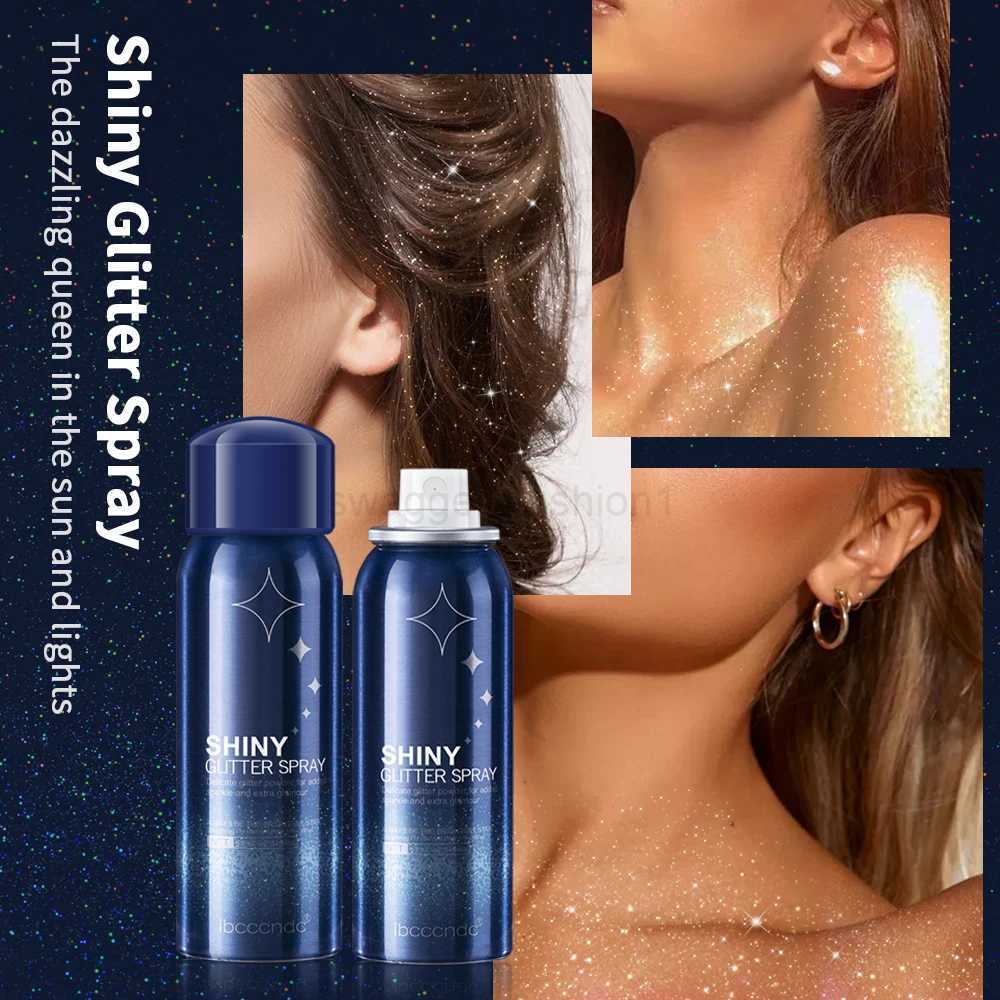 Shiny Silver Glitter Spray Waterproof Shiny High Gloss Glitter Powder Spray Powder Makeup for Face Body Highlight Makeup 60mlXJ240812
