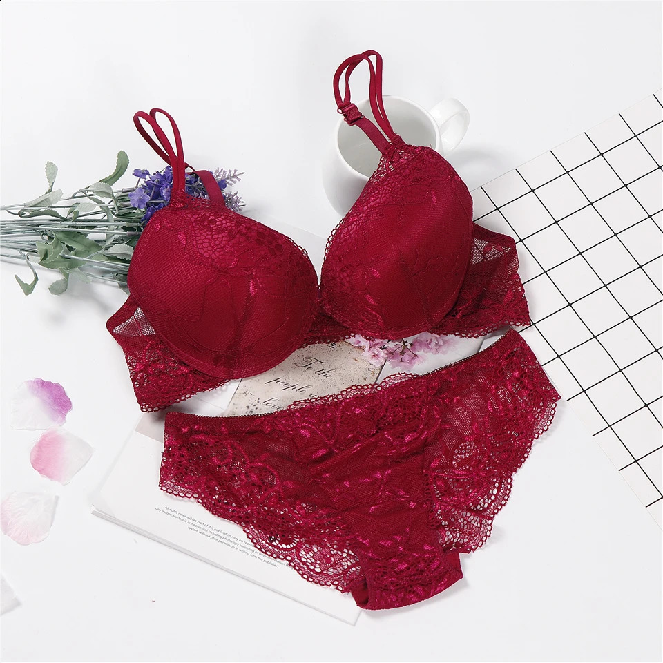 lingerie porno push up bra set intimates lace top and panties lace underwear set 34 cup underwear set women 240812