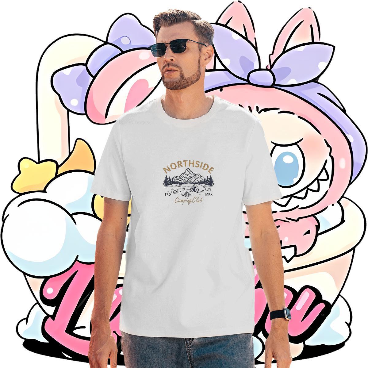 Free Shipping Mens Tshirts mountains 230g Cotton Summer Casual Short Sleeve Soft Man T Shirts Anime Customized Clothings