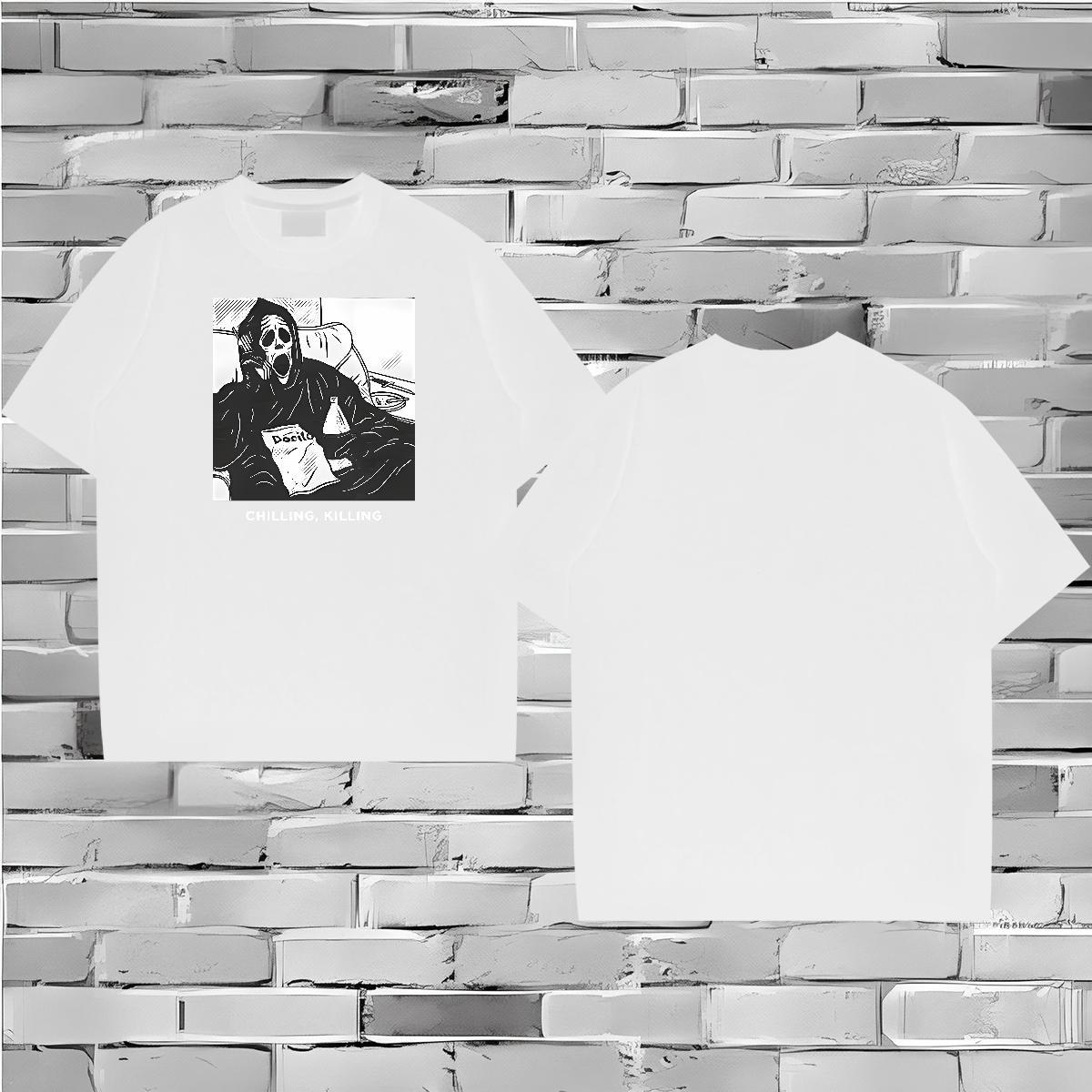 Customized Man T Shirts skull Clothes 100% Cotton 230g Summer Casual High Quality Custom Cartoon Breathable Short Sleeve Tshirts