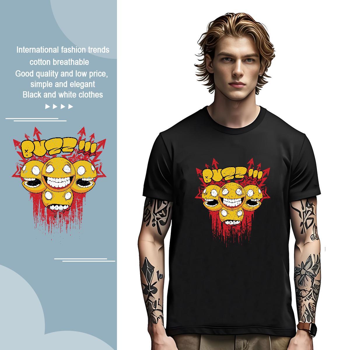 Classic Couples T Shirts ET 230g Cotton Hip Hop Street Breathable Soft T Shirt For Man Cartoon Print 2024 Summer Wear