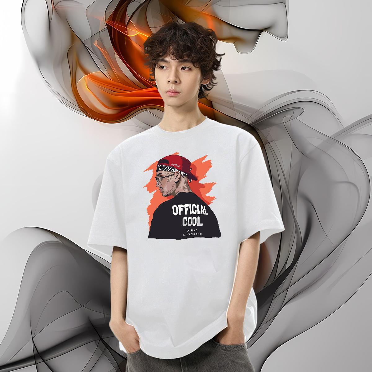 Custom T Shirts Men portrait Tshirts 230g 100% Cotton High Street Hip Hop Soft White Plus Size Breathable Soft Tshirt for Man Woman