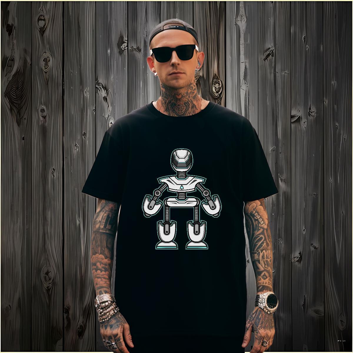 Stylist 230g 100% Cotton Mens T Shirts robot Anime Printing Street Tshirts Tops Tees Breathable Crew Neck Brand Custom Cartoon