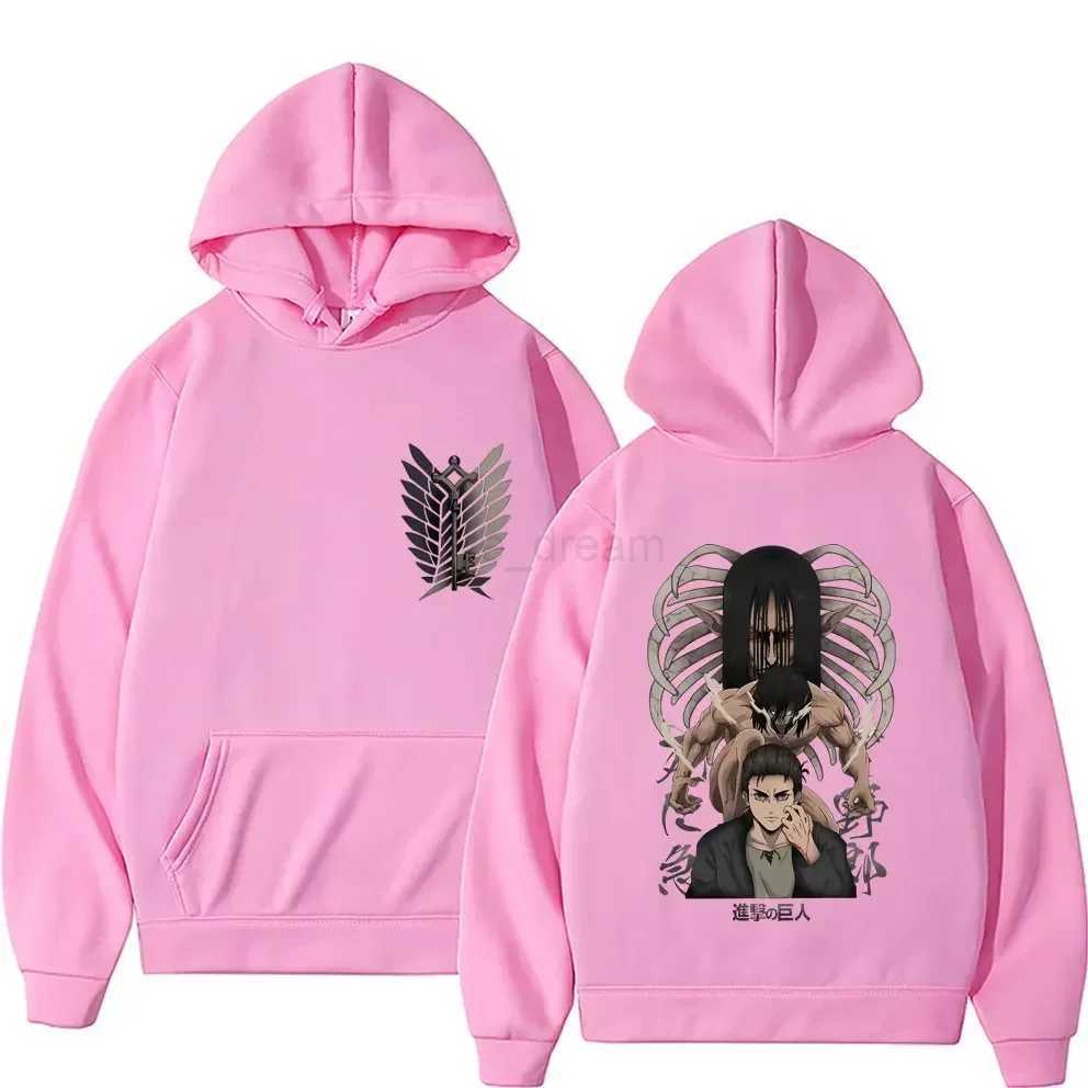 Anime Attack On Titan Men Women Hoodies Yeager Eren Graphic Printed Hooded Plus Size Sweatshirt Harajuku Streetwear PulloverXJ240812