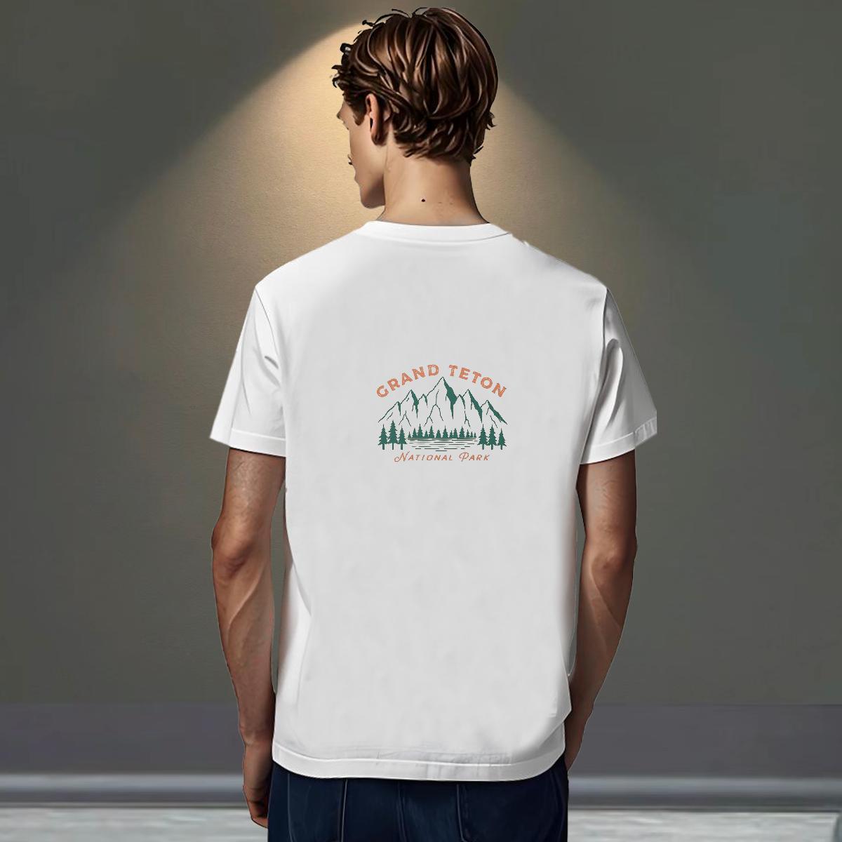 Fashion T Shirt For Man mountains Tees 100% Cotton 230g Hip Hop Street Wholesale Custom Big Size Breathable Crew Neck Mens Tshirts