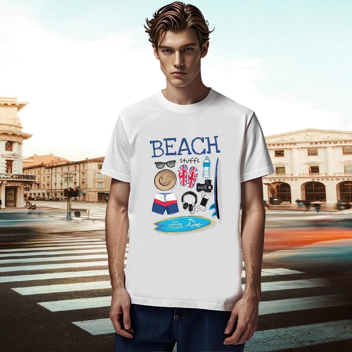 2024 T shirt Tshirts 230g 100% Cotton Beach Free Shipping White Plus Size Crew Neck Men Clothes T-Shirt