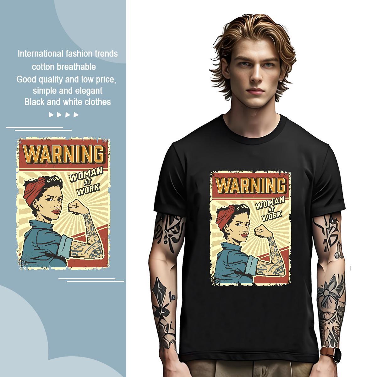 T shirt 230g Pure Cotton portrait Sport Breathable Cartoon Print Men Clothes T-Shirt 2024 Summer Unisex Tee Shirt