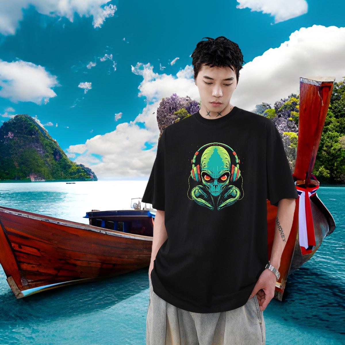 2024 New T-Shirts for Men ET Clothes 230g Cotton Summer Casual High Quality White Plus Size O-Neck Short Sleeve Men Tops Tees