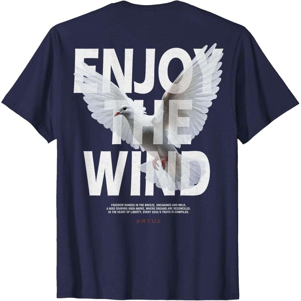 T shirt for Mens Womens Modern Pigeon Enjoy The Wind Back Print Streetwear T-Shirt Shirts Tshirt Graphic Tee Casual Tops Clothes Short sleeve