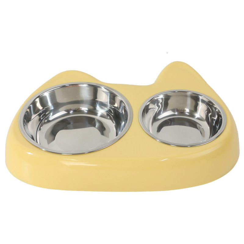 Pet size eye double choking anti slip small and medium-sized slow food stainless steel dog bowl