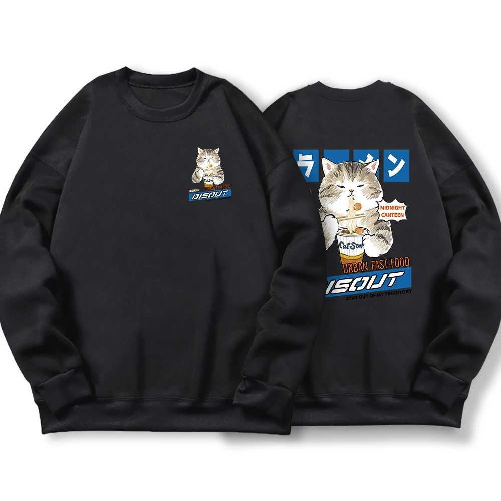 Japanese Harajuku Noodles and Sushi Cat Mens Hoodie Harajuku S-Xxl Sportswear Fashion High Quality Hoodie Autumn Casual Street ClothingW240724