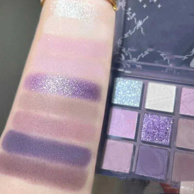 9 Colors Glitter Eyeshadow Palette Purple Lace Shimmer lescent Matte Acrylic Eye Shadows Palette Waterproof Eye Make UpW241212