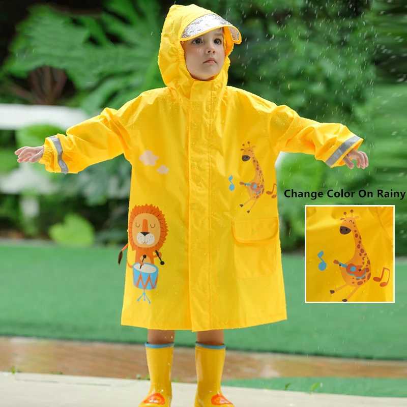 Cartoon Squirrel Children Raincoat Baby Windproof Poncho Boys Girls Rainwear Blue Dinosaur Student Tour Raincoat With Bag Y240810