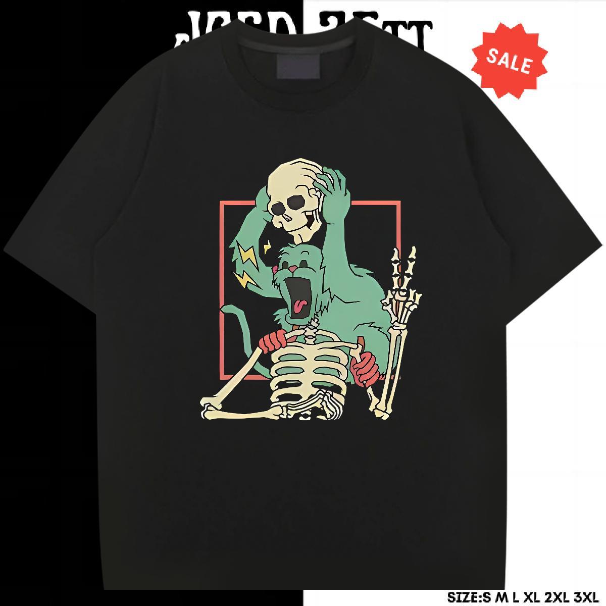 Designer Fashion T-Shirts for Men skull Polos 230g Cotton Street Loose Custom Printing Pure Cotton Men Tees