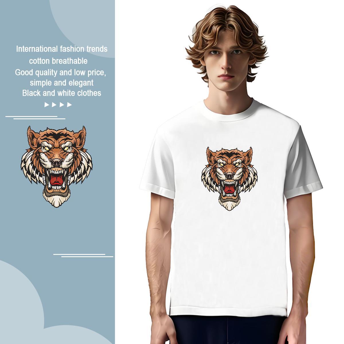 T-Shirts 230g Pure Cotton tiger Daily Outfit O Neck Short Sleeves Custom Printing Mens Tshirts Wholesale Free Shipping Wear