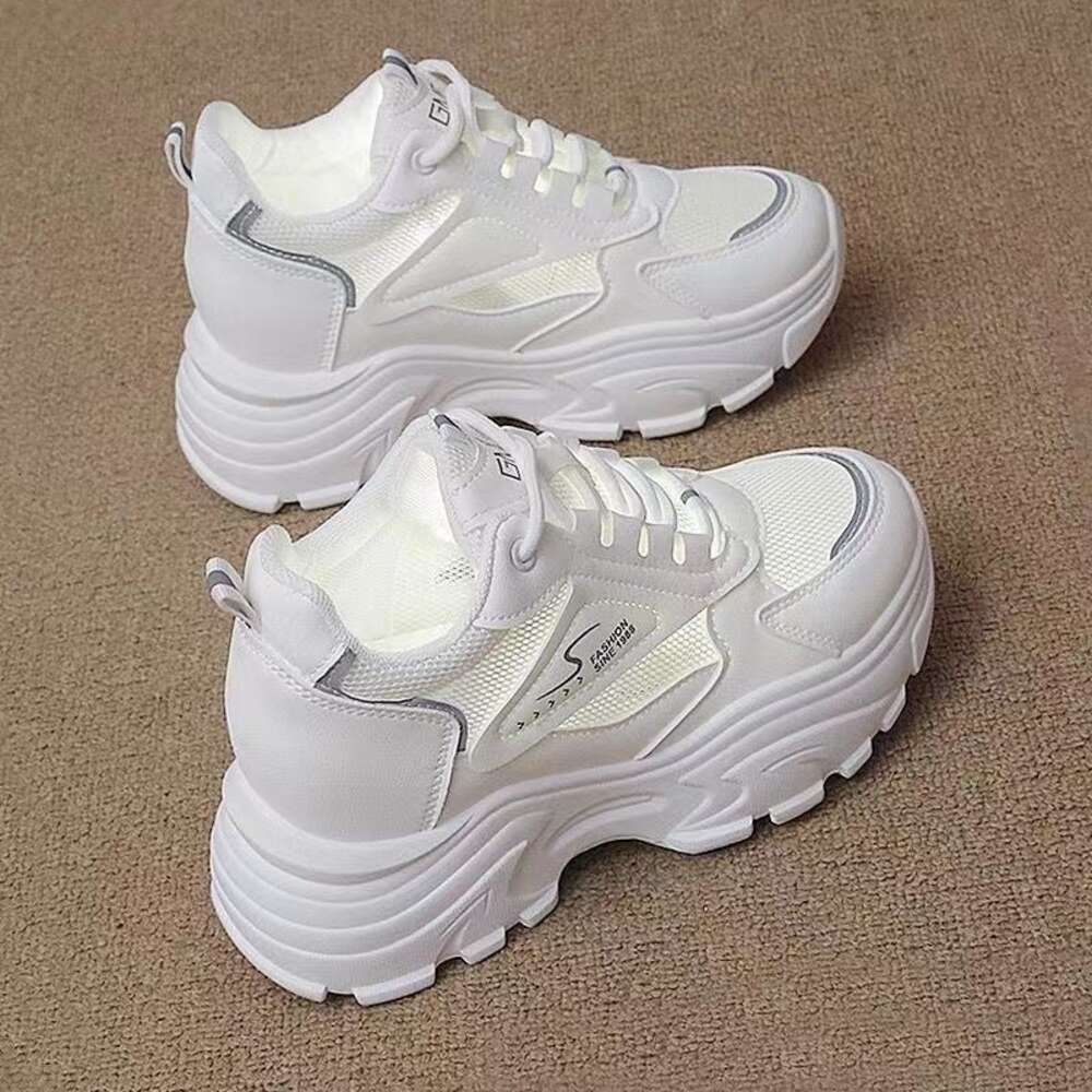 Ddmysports White For Women In Spring Summer Mesh Breathable New S Shoes Versatile Thick Soled Sports And Leisure Board Ins Outdoor Shoes