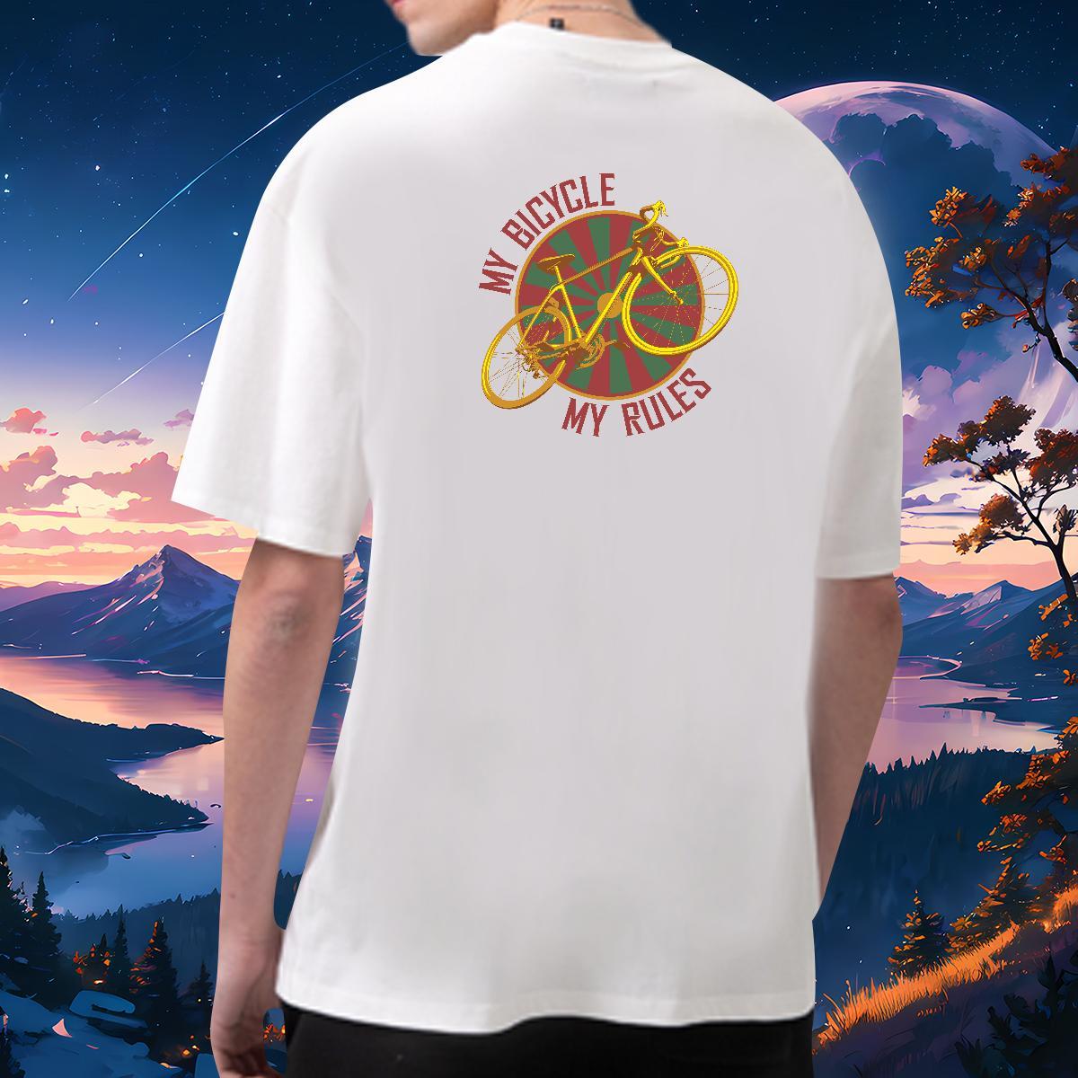 2024 New T-Shirts bicycle Tee Shirt 230g 100% Cotton Casual Beach Designer DIY Printed Breathable Crew Neck Couples T Shirts