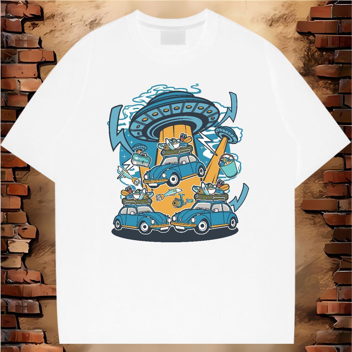 Fashion Casual Man T Shirts UFO Tees Shirts 230g 100% Cotton Sport Comfortable Oversized 4XL Pure Cotton Couples T Shirts