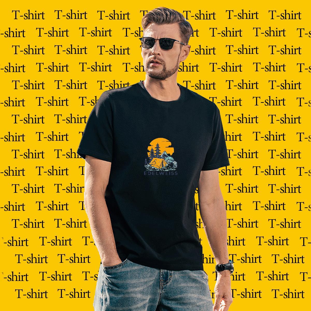 Loose Mens Tshirts mountains 230g Cotton Spring Summer Breathable Short Sleeve Men T Shirts Custom Printing Fashion Casual Tops Tees