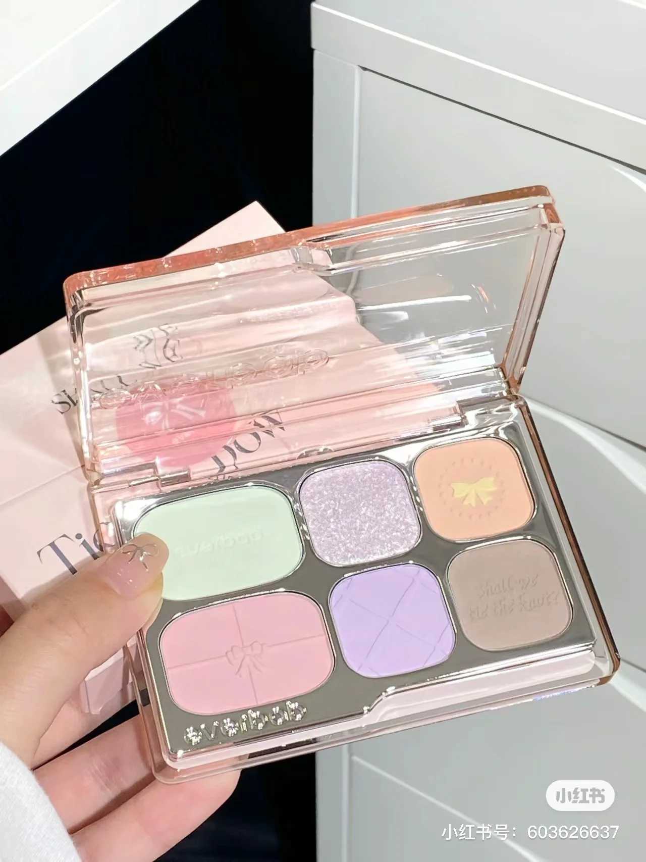 Everbab Bowtie Series Spring And Summer Six Color Eyeshadow Plate Pearl Matte Blush High Gloss Repair Earth Color CosmeticsCL240812