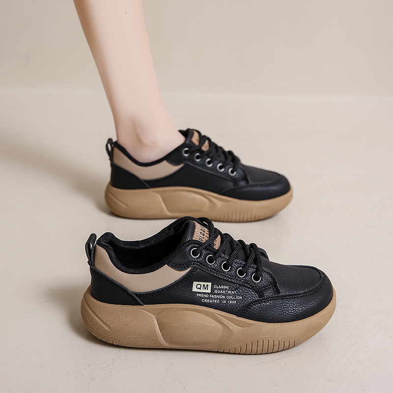 Ddmysports White For Women Autumn New Student Korean Edition Ins Trendy Versatile Thick Soled Le Fu Casual Shoes XQ Outdoor