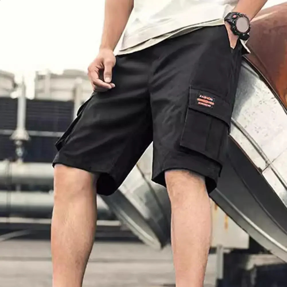 Elastic Waistband Men Shorts Mens Plus Size Cargo Shorts with Multiple Pockets Breathable Fabric Quick-drying for Comfortable 240812