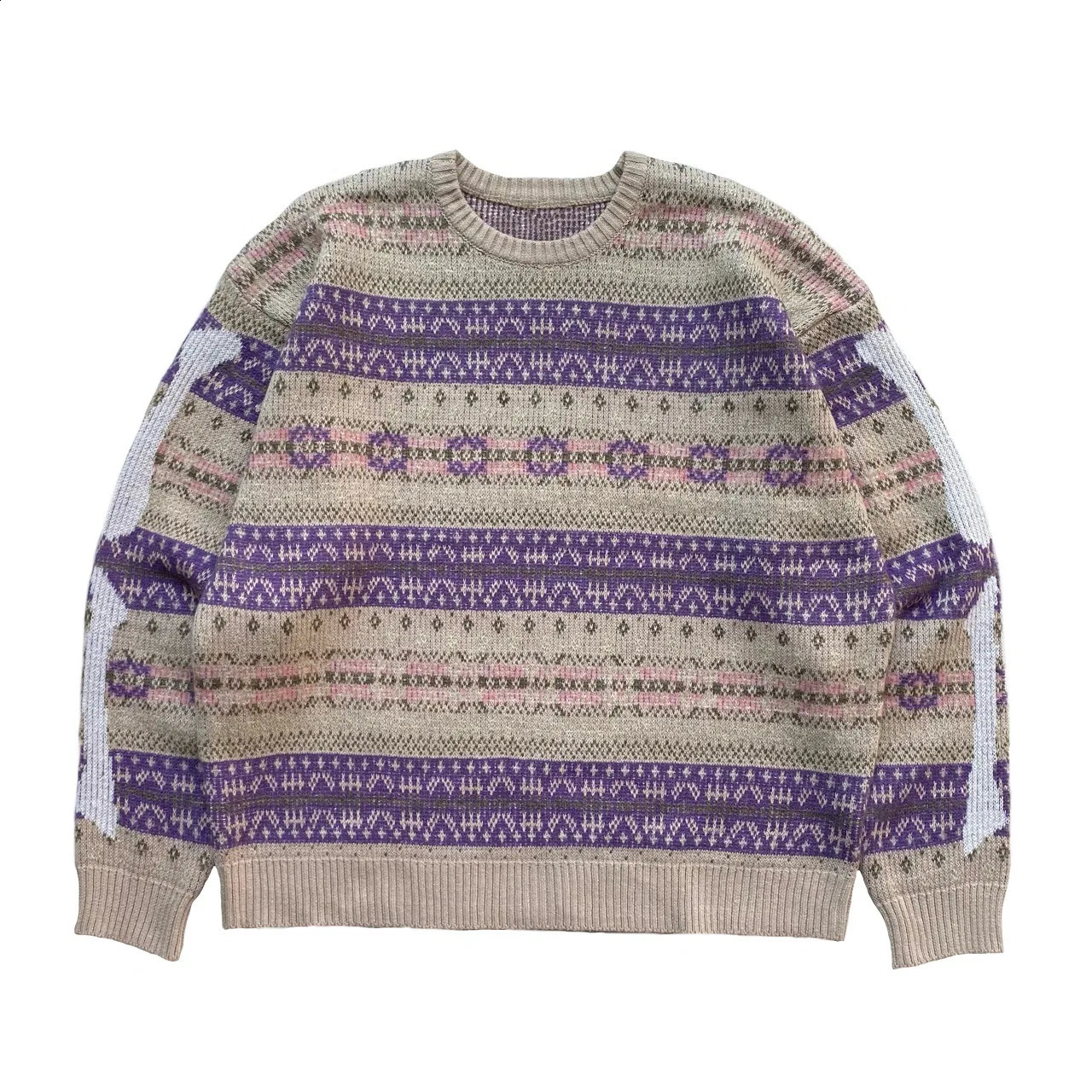 Kapital Vintage Hirata Hiroshi Bone Skeleton Loose Round Neck japan Style Sweater Mens and Womens Color Matching Pullover 240812