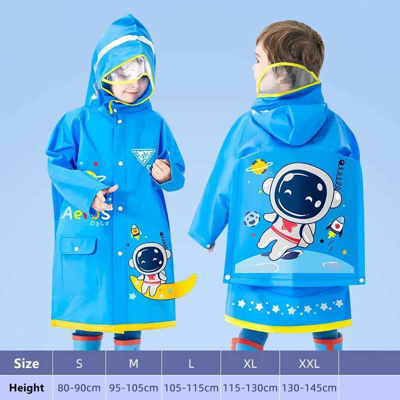 Kids Raincoat Waterproof Rain Poncho Cartoon Unicorn Dinosaur Children School Student Rainsuit Boys And Girls Travel RainWear Y240810