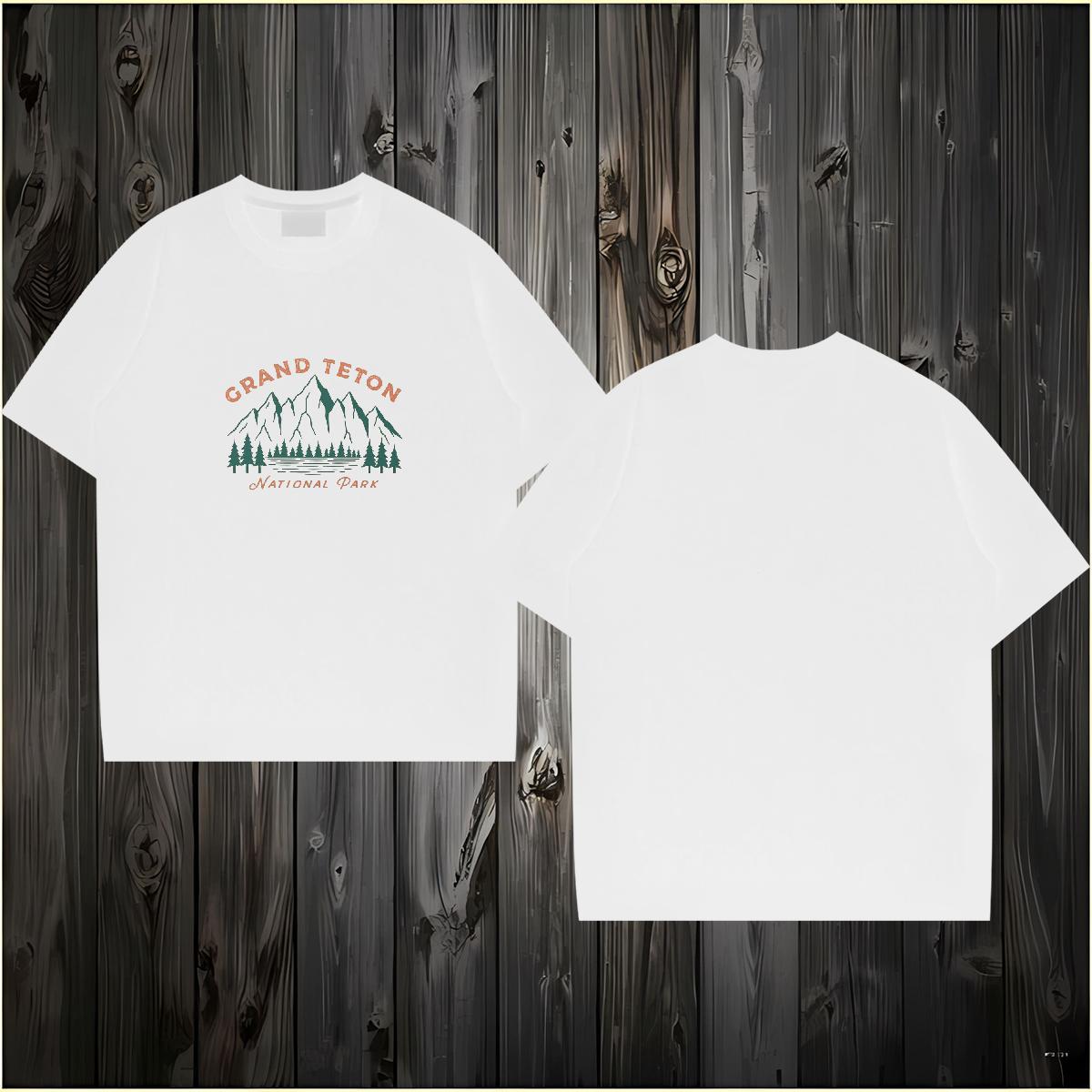 DIY Customized T-Shirts mountains Wear 100% Cotton 230g Daily Wear Cool Design DIY Logo Oversized Short Sleeve Soft Tshirts