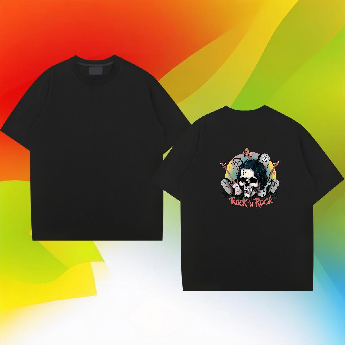 2024 New Men T Shirts skull Clothes 230g Cotton Sports Casual Classic DIY Printed Crew Neck Breathable Men Tees