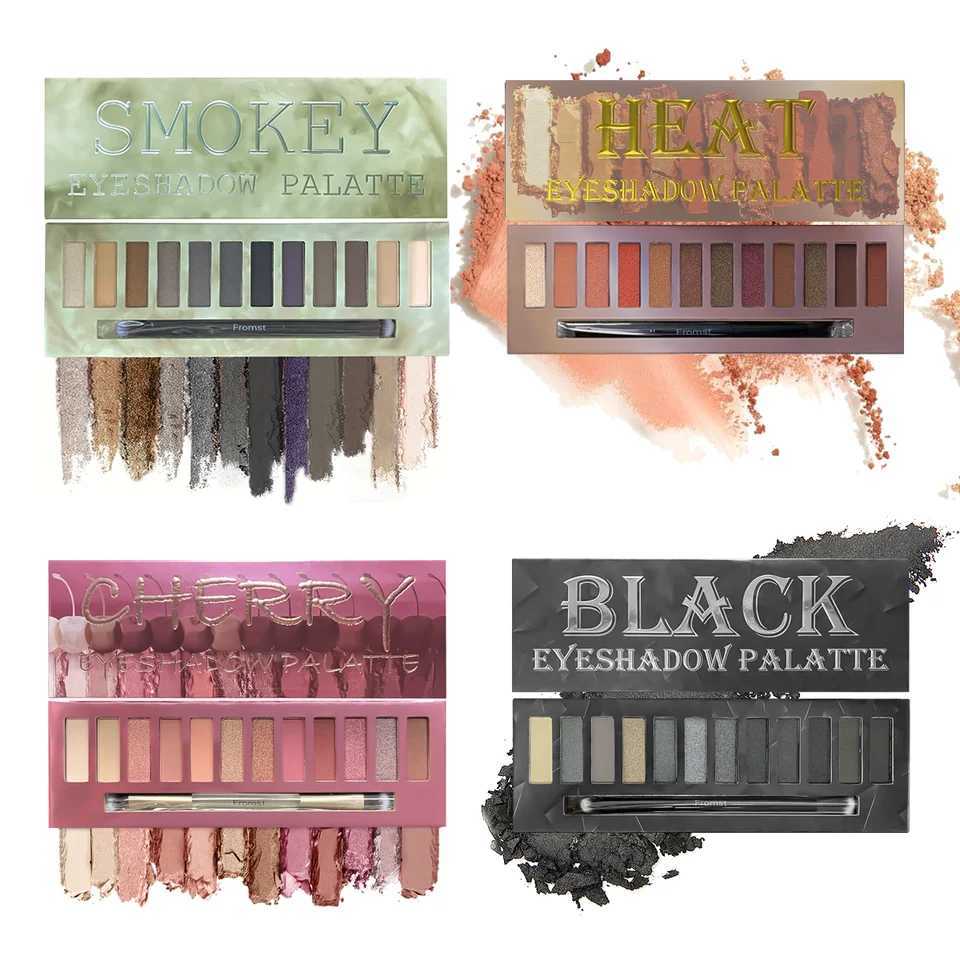 12 Colors Black Eyeshadow Palette Glitter Brown Neutral Dark Smokey Eyeshadow Palettes For Halloween Gothic Punk Style MakeupCL240812