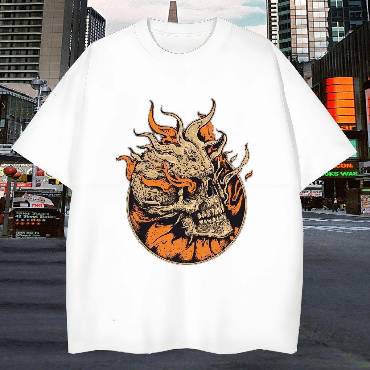 Customized Men T Shirts skull Tshirts 230g Pure Cotton Casual Daily Wear TOP Quality Oversized 4XL Crew Neck Men Tops Tees