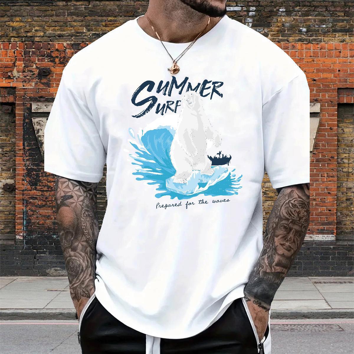 Wholesale T Shirts Men bear Breathable Anime Printing Street Asian Size 230g Pure Cotton Men Tshirts Fashion Casual Tops
