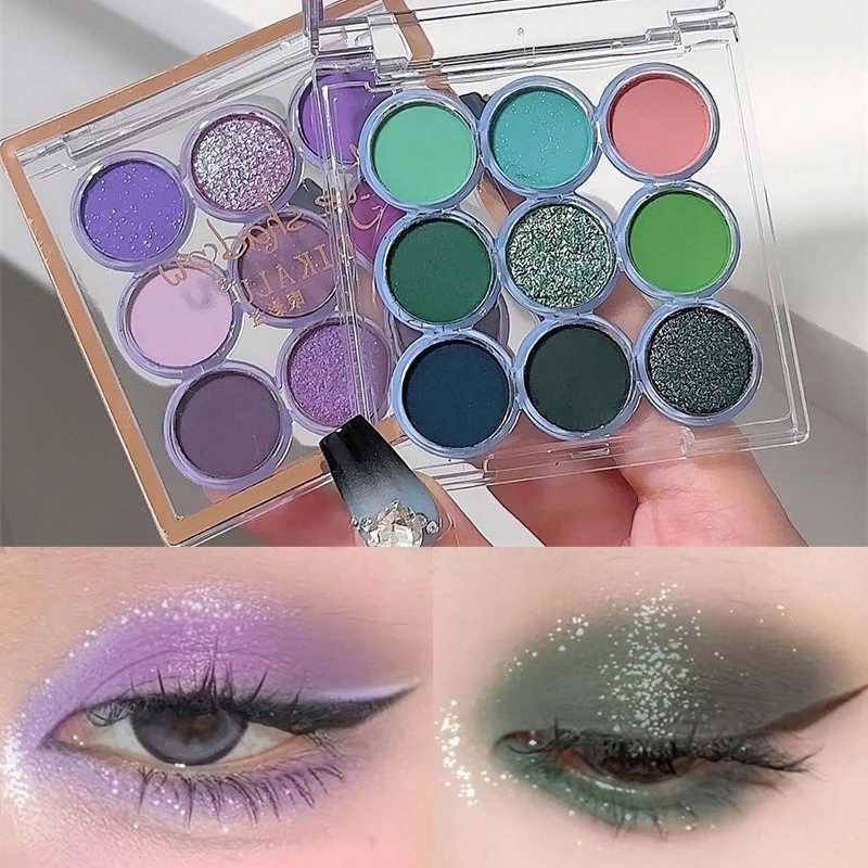 9 Colors EyeShadow Palette Smoke Purple Retro Olive Green Pearlescent Matte Highlight Gray Brown Easy To Pigment Eye ShadowCL240812