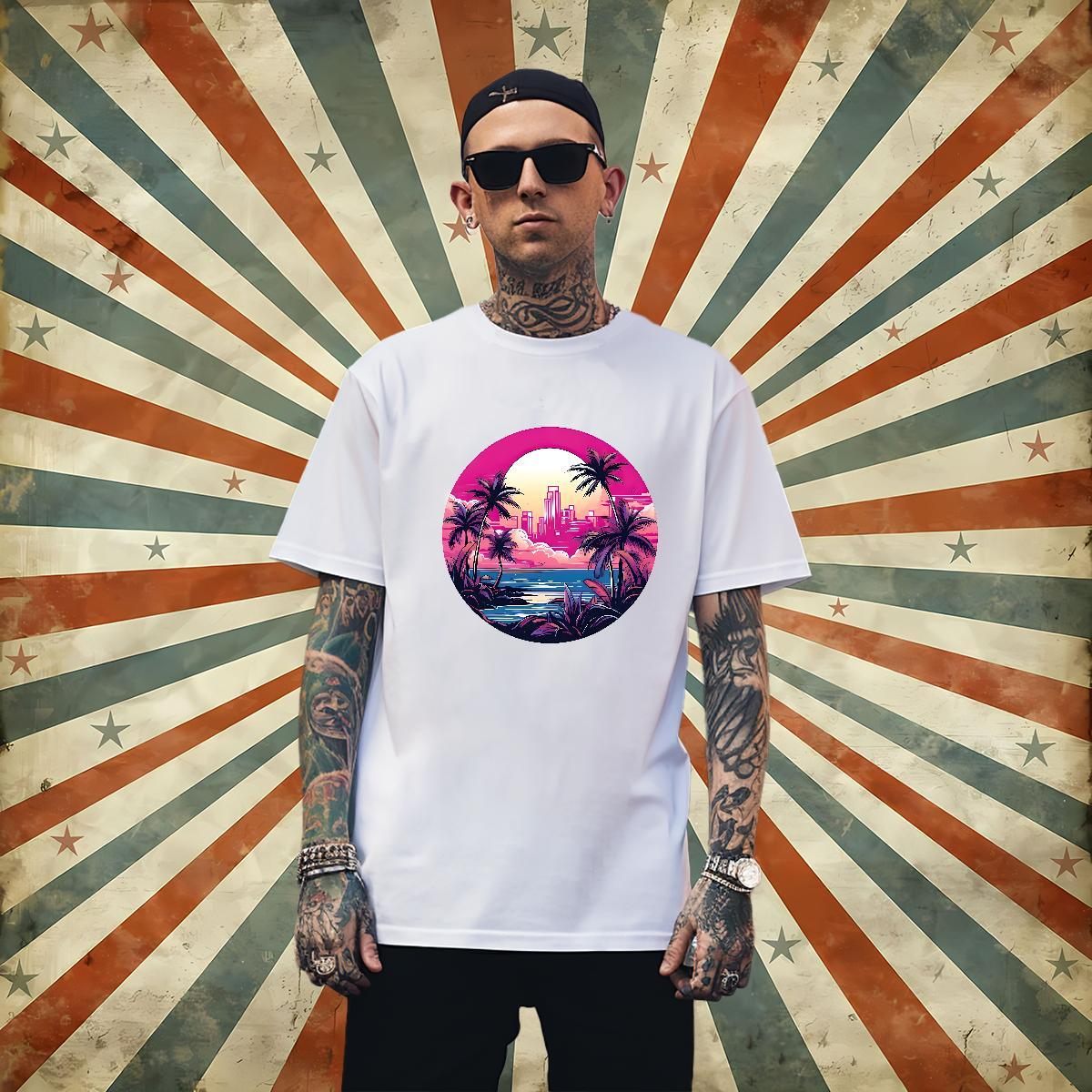 Customized 230g Cotton Men T Shirts Beach Couples T Shirts Polos Round Neck Short Sleeve Loose Fit DIY Logo Oversized
