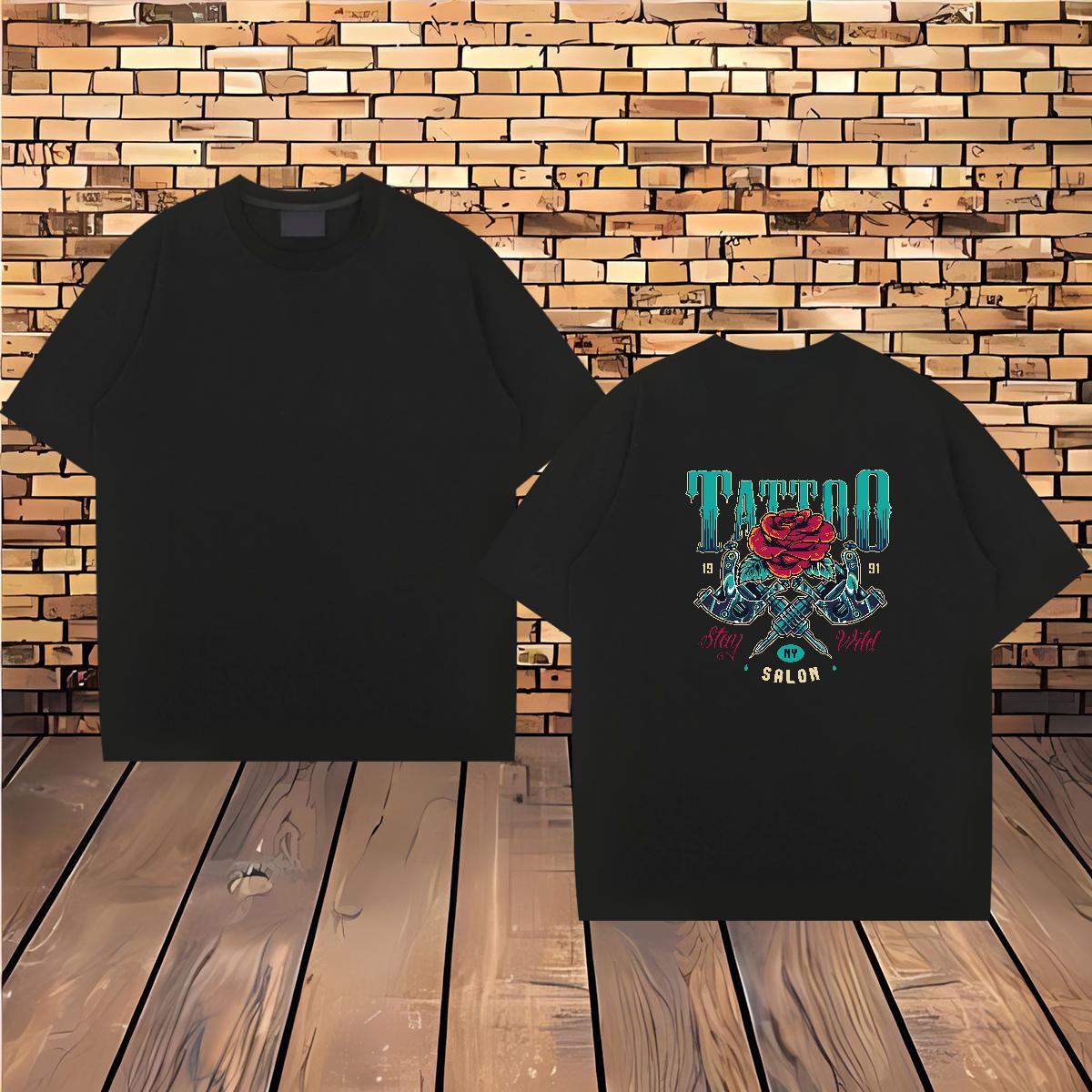 2024 New T-Shirts for Men tool Tees Shirts 230g Cotton Summer Casual Comfortable Floral Print Breathable Short Sleeve Couples T Shirts