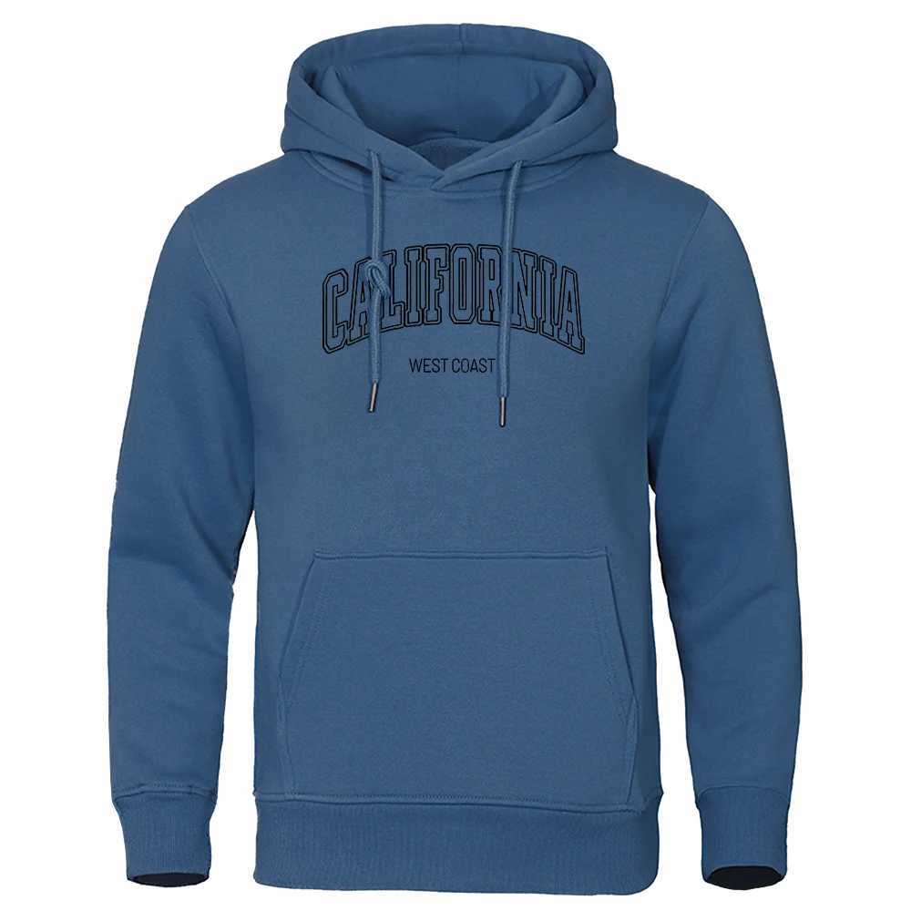 California West Coast Mens Sweatshirt Autumn Wool Warm Hoodie Casual Autumn Warm Hoodie Simple Large Womens SweatshirtW240724