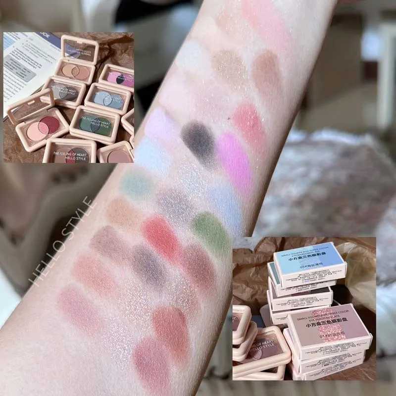 3Colors Eye Shadow Palette Pearlescent Shimmer Eyeshadow Small Square Box Matte Shadow For Eye Pigments Korean Makeup CosmeticsCL240812