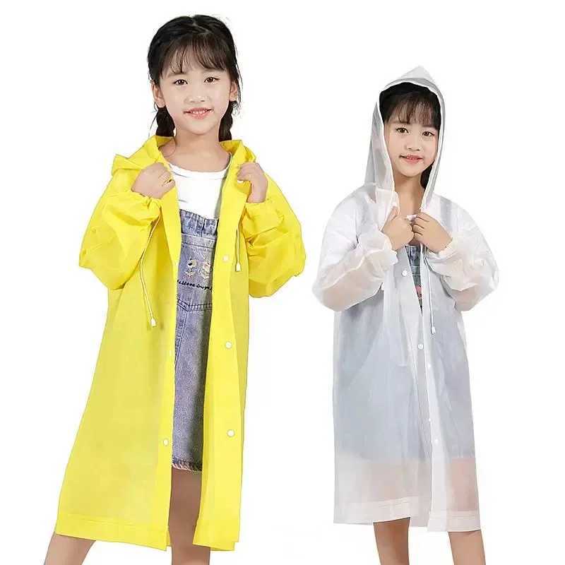 EVA Children Raincoat Thickened Waterproof Rain Coat Kids Clear Transparent Tour Waterproof Rainwear Student travel Rain Poncho Y240813