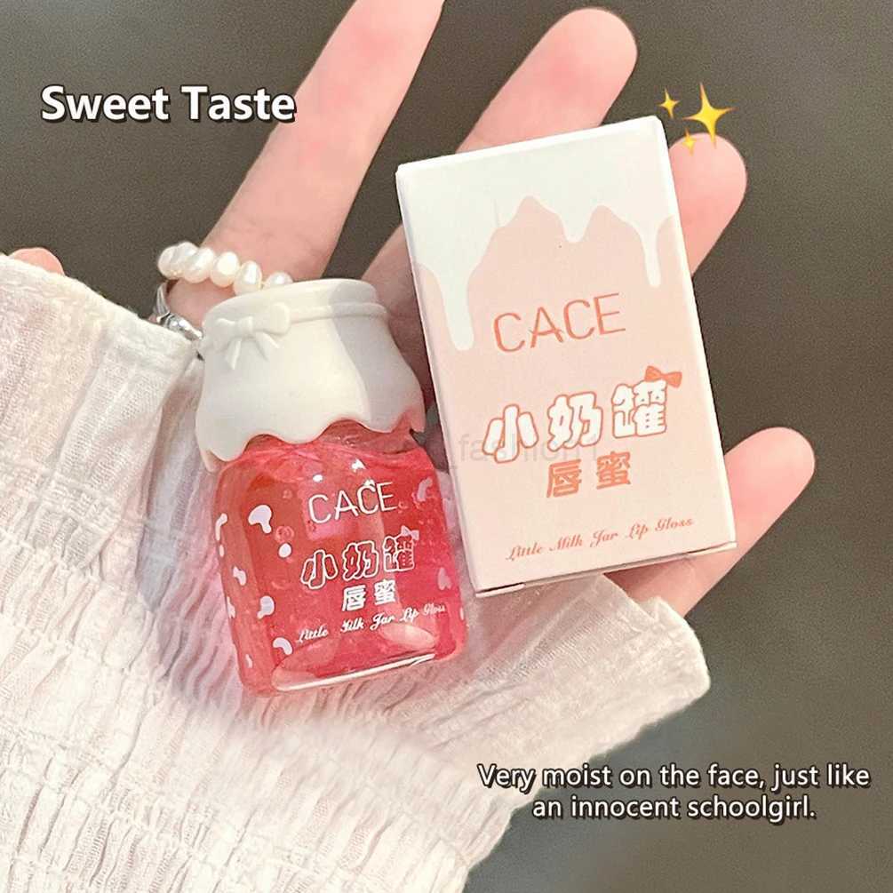 Hots Cute Milk Jar Lipgloss Lip Plumper Oil Moisturizing Lipstick Peach Colorless Glitter Lipgloss Long Lasting Lipgloss MakeupXJ240812