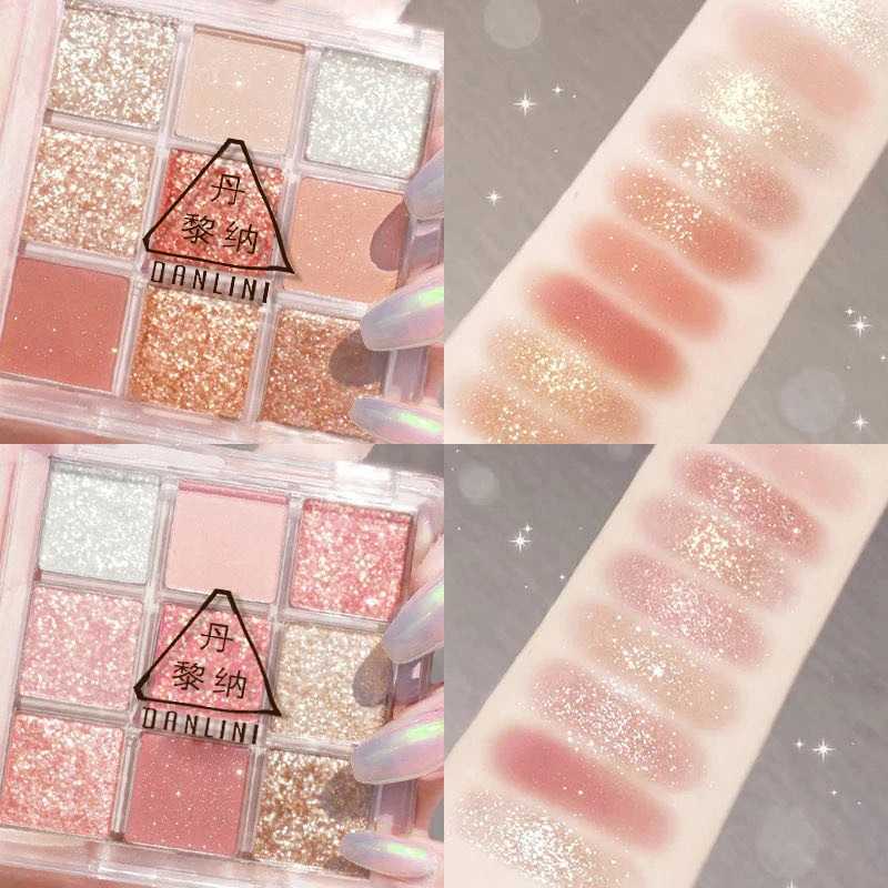 9 Color Eyeshadow Palette Pearlescent Matte Earth Transparent Grid Eyeshadow Nine-color AcrylicNine Square Peach Charming MakeupCL240812