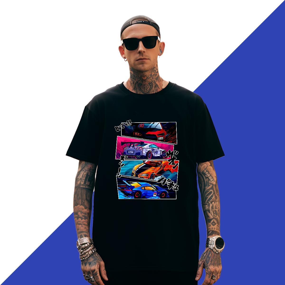 Free Shipping Men Tops Tees car 230g Cotton Beach Short Sleeve Soft T shirt Custom Anime New Arrival Clothings